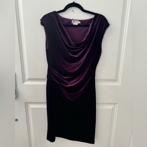 Velvet purple cowl neck dress